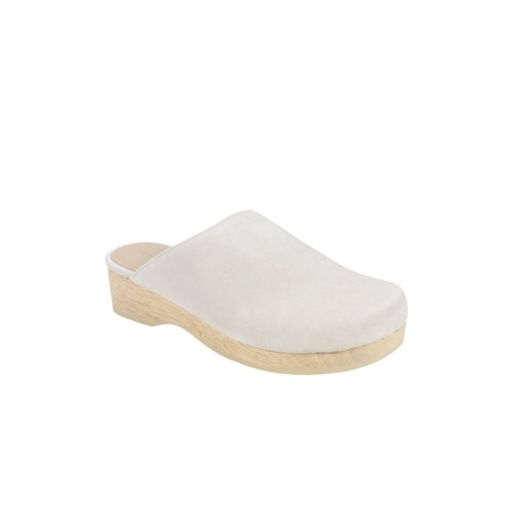 Villa Rouge Womens Suede Platform Mule Clogs Cream Size 7.5